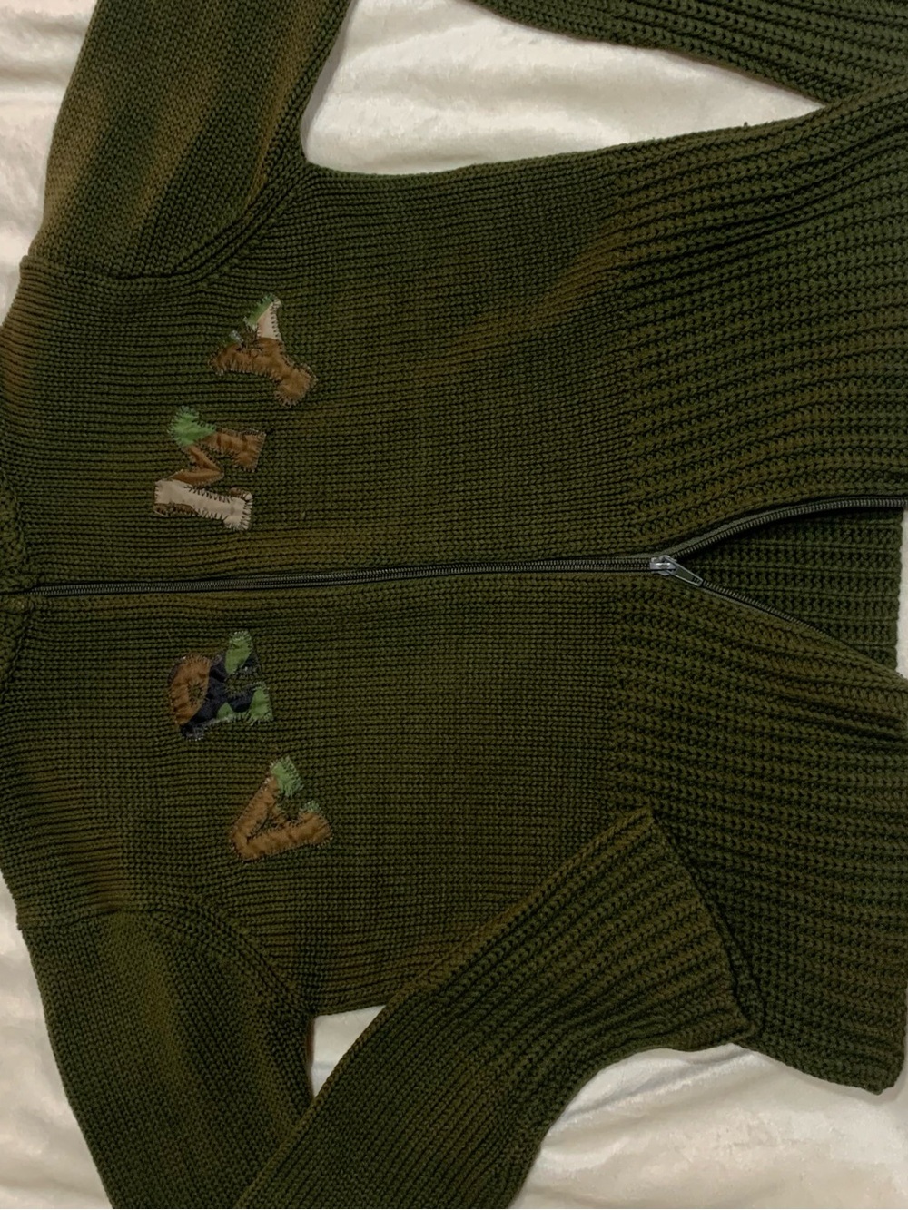 Ann Taylor Olive Knit Zip-Up Cardigan